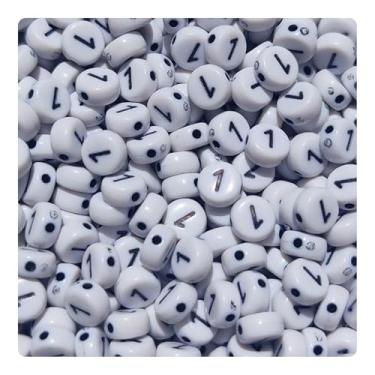 Imagem de Miçangas De Números 0 A 9 Separados 100pç Entremeio Pulseira (1 - Branco e Preto)