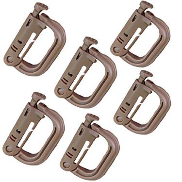 Imagem de (LC-Brown) - Jadedragon Multiuso Tatico 360 Rotacao D-ring Clips/Locking Carabiner/Hydration Tube Clips/Elastic String Strap Management Tool for MOLLE Webbing Attachment Backpacks
