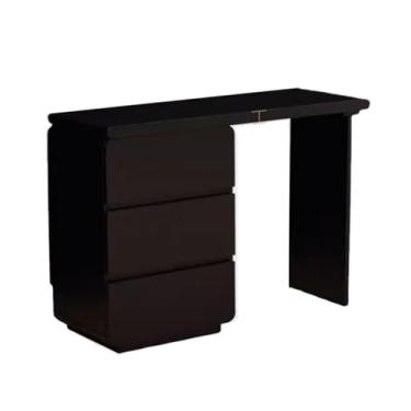 Imagem de Escrivaninha de penteadeira Mesa de maquiagem cômoda madeira maciça simples moderno armários múltiplos níveis integrado canto móvel(Preto,Grande)