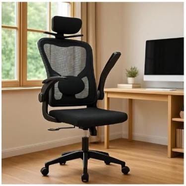 Imagem de Cadeira Ergonômica de Escritório Presidente com Cabide Integrado e Suporte Lombar (Preta) | Conforto e elegância no seu ambiente de trabalho