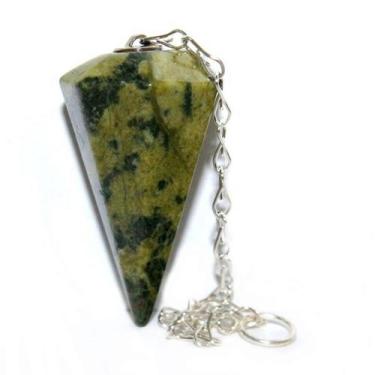 Imagem de Pêndulo de Pedra Serpentinita Natural Facetado para Radiestesia - Atac