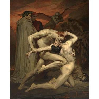 Imagem de Dante e Virgílio no Inferno de William Bouguereau - 75x93 - Tela Canvas Para Quadro