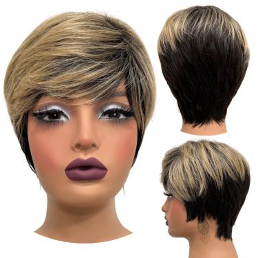 Imagem de Peruca curta preto ombre loira mechas franja RT2/6A/36