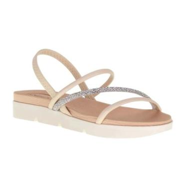 Imagem de Sandália Beira Rio Feminina Tira Strass Creme Prata 8387530, Creme, Cr