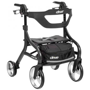 Imagem de Andador para Idoso Dobrável até 160kg com Assento, Leve e Rodas Grandes, Drive Medical Pequeno, Preto
