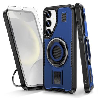 Imagem de Asuwish Capa de telefone para Samsung Galaxy S25 Plus S25+ 5G com protetor de tela de vidro temperado e suporte de anel à prova de choque acessórios para celular S25Plus 25S + S 25 25+ SM-S936U azul