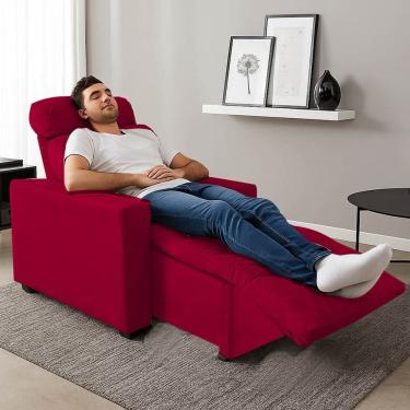 Imagem de Poltrona Cadeira Do Papai E Mamãe Reclinável Retrátil Para Sala De Descanso Madri Vermelho