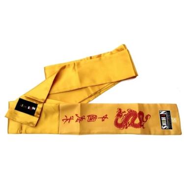 Imagem de Faixa Kung Fu dourada com estampa de dragão vermelho cetim 300 cm para homens/mulheres Shaolin Monk Kung fu cinto Wushu artes marciais karatê Taekwondo faixas para uniformes Wing Chun roupas