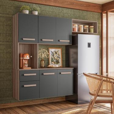 Imagem de Cozinha Compacta Giulia Carvalho/chumbo Nicioli Carvalho/chumbo