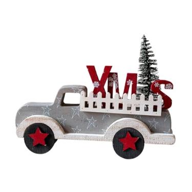 Imagem de Esquirla Enfeite de madeira para caminhão, presente de Natal, decoração de mesa de Natal, bandeja em camadas, decoração para escritório, lareira interna, Cinza