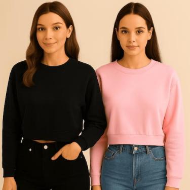 Imagem de Cropped Feminino Moletom Básico  Tecido Macio e Quentinho - TRAJANO ST