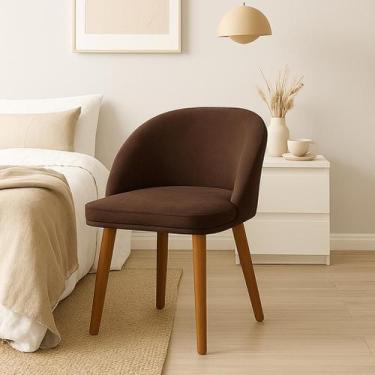 Imagem de Cadeira Lua Slim Decorativa Tecido Veludo Pés Palito - Pétala, MARROM