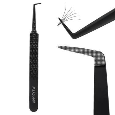 Imagem de Pinça para cílios Ms.Queen Diamond Grip 90 Fiber Tip preta