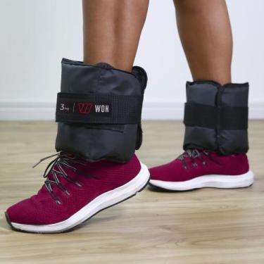 Imagem de Par Caneleira Tornozeleira de Peso 3 kg Profissional WON Preto Treinar