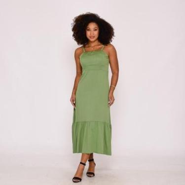 Imagem de Vestido Midi com Babado na Barra BBonnie Emanuelly Pistache Tamanho:P;Cor:;Genero:Feminino-Feminino