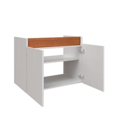 Imagem de Armarinho Banheiro 2 Portas Perseu - Branco/Nature - Emes Moveis