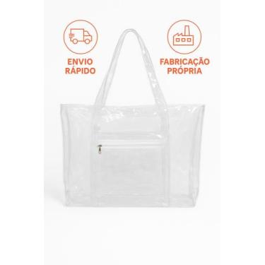 Imagem de Sacola Bolsa Transparente Jumbo G com Bolso Frotal Cristal PVC Reforça