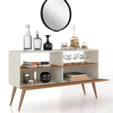 Imagem de Rack para TV de até 43 Polegadas | Móvel com Gaveteiro e Pés em PVC | Design Moderno em MDP (Off/Nature)