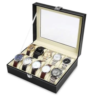 Imagem de Estojo Porta RelóGio, Joias E Bijuterias, Presente Elegante Com DivisóRias AjustáVeis(10 Nichos)