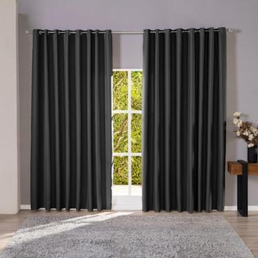 Imagem de Cortina Blackout em Tecido Premium para Sala e Quarto Corta Luz com Ilhós 80% Escurecimento(Preta,2,60m x 1,80m)