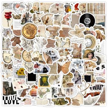 Imagem de 100 peças de adesivos vintage, à prova d'água, adesivos estéticos para scrapbook, agenda diária, manual, adesivos de diário de lixo, adolescentes e adultos, suprimentos para scrapbooking para
