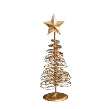 Imagem de Decoração de mesa dourada Navidad ornamentos de Natal árvore de Natal de ferro suprimentos de festa mini estrela de cinco pontas (estilo A)