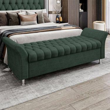 Imagem de Recamier Puff Estofado Queen 160 Cm ágata Veludo Verde
