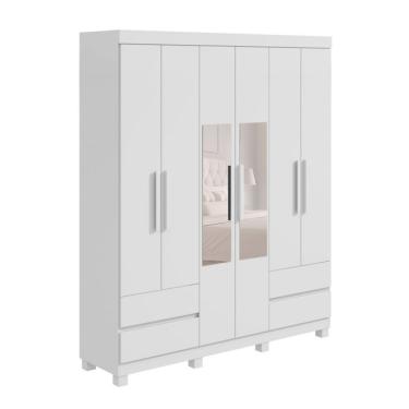 Imagem de Guarda-Roupa Casal com Espelho Zeus com Pés 6 Portas 4 Gavetas Branco