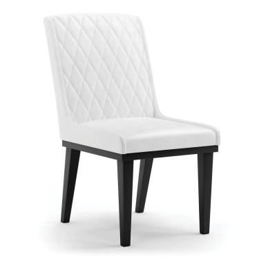 Imagem de Cadeira Sala De Jantar Base Madeira Preto Sofia Sintético Pu D03 - D'rossi Cor Branco