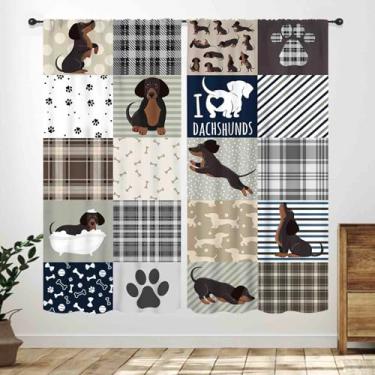 Imagem de Cortinas de janela de cachorro com desenho animado, salsicha divertida, para amantes de cachorros, kawaii, animais de estimação, estampadas, tratamentos para crianças, quarto de bebê, sala de estar