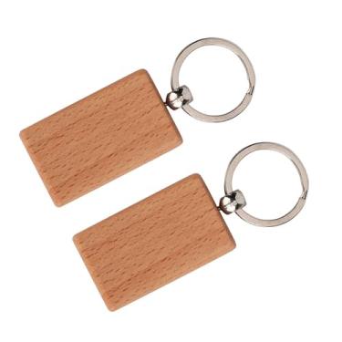 Imagem de Generic Chaveiro de Madeira, Chaveiros de Decoração de Bolsa Com Etiquetas de Madeira 10 Peças para Bolsa de Carro Presente Roupas Acessórios de Pano para Amigos da Família (Tamanho retangular 5*3CM)