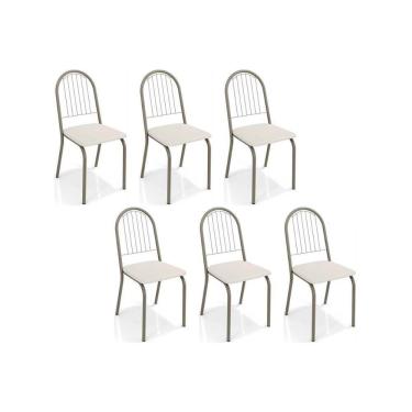 Imagem de Cadeiras De Cozinha Noruega C077 Kit 6 Un Niquel/branco 106 - Kappesberg