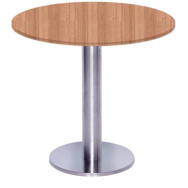 Imagem de Mesa Beta Big Inox 75 Cm (alt) Disco Redondo Tampo Mdp Redondo 80 Cm (larg) X 2,50 Cm (alt) Noce Naturalle