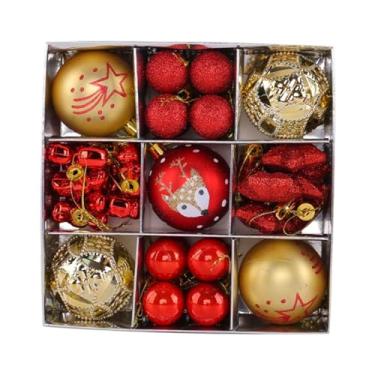 Imagem de IEUDNS Conjunto de 35 bolas de Natal decorativas para pendurar na árvore, ideal para festas, jardins e ambientes internos, Vermelho E Dourado