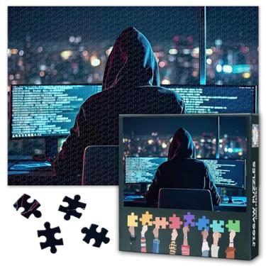 Imagem de 1000 Pieces Puzzles for Adults Jigsaw Puzzle Educational Games - 20"x28" Hacker with Computer Security Breach Hacking Cyber Internet Painting Difficult Challenging Puzzle
