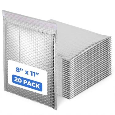Imagem de Envelopes térmicos de bolha, pacote com 20 sacos de envio com isolamento metálico, 20 x 28 cm, envelopes de envio à prova d'água autoselados
