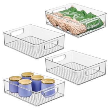 Imagem de Caixa organizadora empilhável de plástico iDesign com alças para armários ou geladeira - conjunto de 4 - transparente