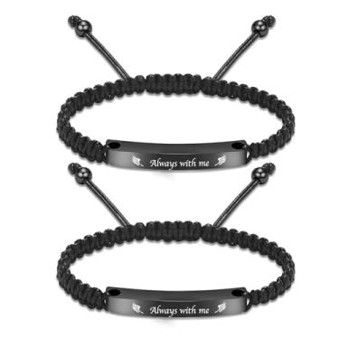 Imagem de zeqingjw Pacote com 2 pulseiras de cremação ajustáveis com urna trançada para cinzas para mulheres e homens, pulseira memorial de lembrança para animais de estimação humanos, 5.9 inches, Metal, aço