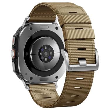 Imagem de Compatível com Samsung Galaxy Watch Ultra de 47 mm, pulseira de nylon resistente para Galaxy Watch Ultra de 47 mm (2024), pulseira de reposição ajustável para smartwatch masculina, cáqui