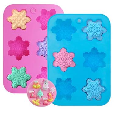Imagem de Molde de silicone para flocos de neve, DanziX pacote com 3 flocos de neve, molde de sabão de bolo de silicone, moldes de Natal feitos à mão - formas ricas de flocos de neve