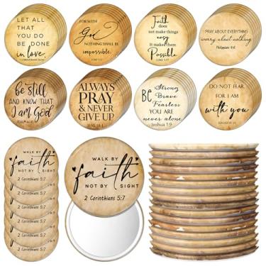 Imagem de 54 peças de mini espelhos compactos cristãos a granel para mulheres, retro, inspirador, versículo da Bíblia, espelhos de maquiagem, religiosos, Natal, empregado, agradecimento, presente para amizade