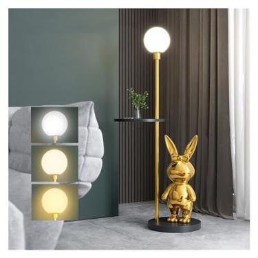 Imagem de Luminária de chão Candeeiro de pé com mesa final bandeja, luz prateleiras para sala estar, leitura, casa, quarto