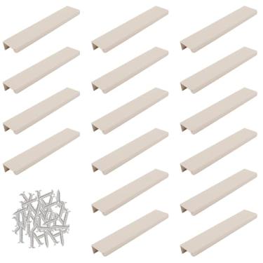 Imagem de MOROBOR Puxador de dedo cinza caxemira, 16 peças, puxador oculto de liga de alumínio, puxadores de gaveta de estilo moderno para armário de porta de cozinha doméstica/150 mm