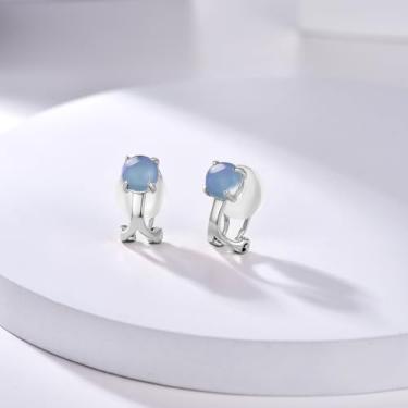 Imagem de Brincos de pressão para mulheres, hipoalergênicos, não perfurados, sem dor, Medium, Cobre, cria tanzanita