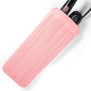 Imagem de Tapete de silicone resistente ao calor e suporte para ferramentas de cabelo, modelador de cachos e tapete de chapinha, estojo portátil de viagem e protetor de bancada para ferramentas de estilo de