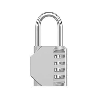 Imagem de Fechadura de combinação de 3 discos, cadeado mecânico para academia, trava de segurança industrial para armários de armazenamento (branco)
