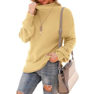 Imagem de Suéter Jouica feminino de outono com gola alta, pulôver verde