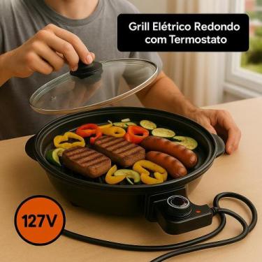 Imagem de Churrasqueira Elétrica Grill Redondo Antiaderente com Termostato Sem F