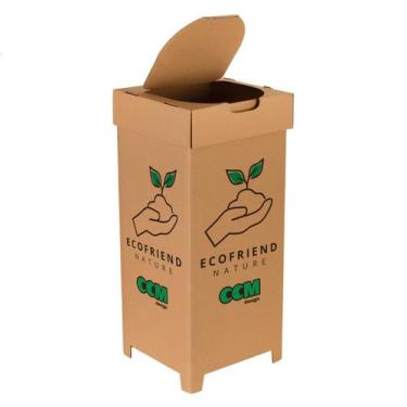 Imagem de Lixeira Descartável De Papelão Com Tampa Ecológica Sustentável - Aldin