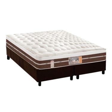 Imagem de Cama Box Queen: Colchão Molas Ensacadas Castor Pocket Silver Star Air Híbrido + Base Brown(158X198)